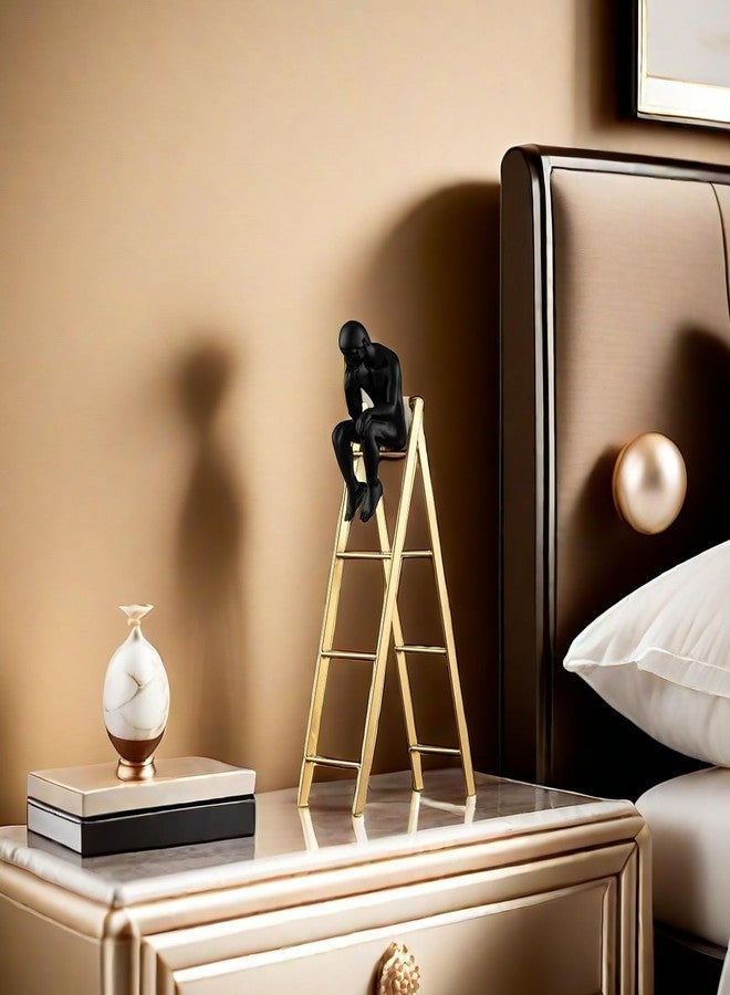 FUNSXBUG The Thinker Statue Thinking Man Statues Sitting on a Ladder Sculptures Collectible Figurine Home Decor Living Room Decoration (Small) - Image 4